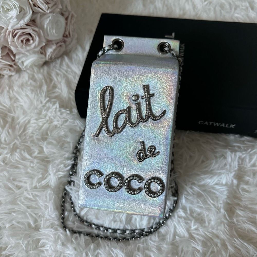 SOLD Chanel Supermarket Lait De Coco Milk Carton Minaudiere Metallic Bag